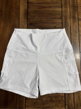 Fore The Girls White Golf Mid-Rise Bike Shorts with Side Pockets